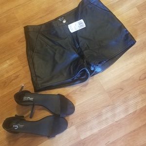 Faux leather shorts